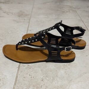 Franco Sarto Black Studded Sandals